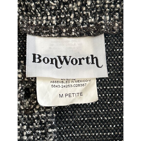 BonWorth Womens M Petite Black & Gray Button-Up Cardigan Sweater - Picture 4 of 8